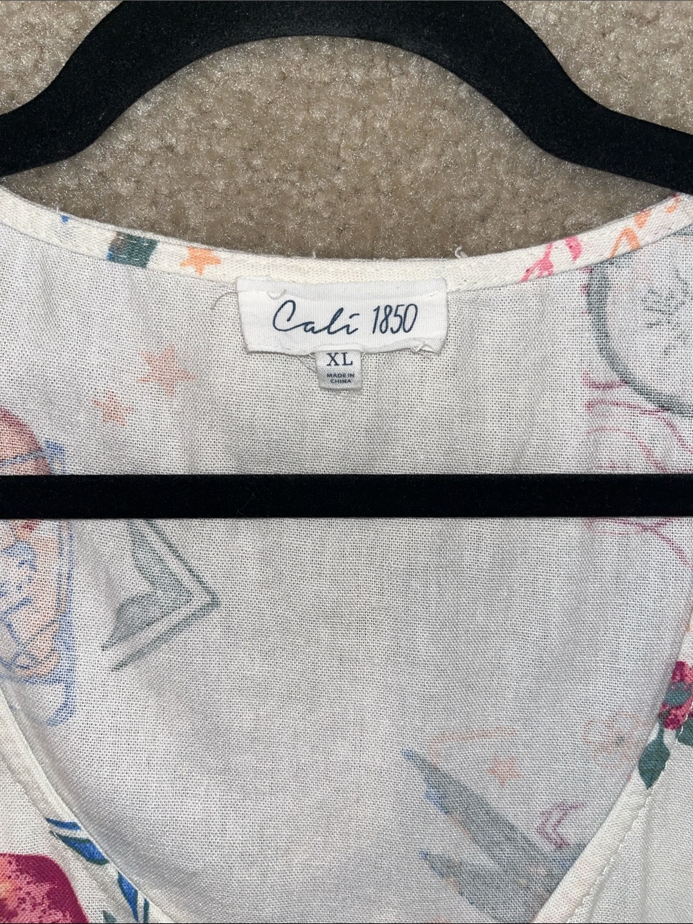 Cali 1950 Cream Floral Tie-Front Vest Linen Blend XL Summer Travel - Picture 2 of 6